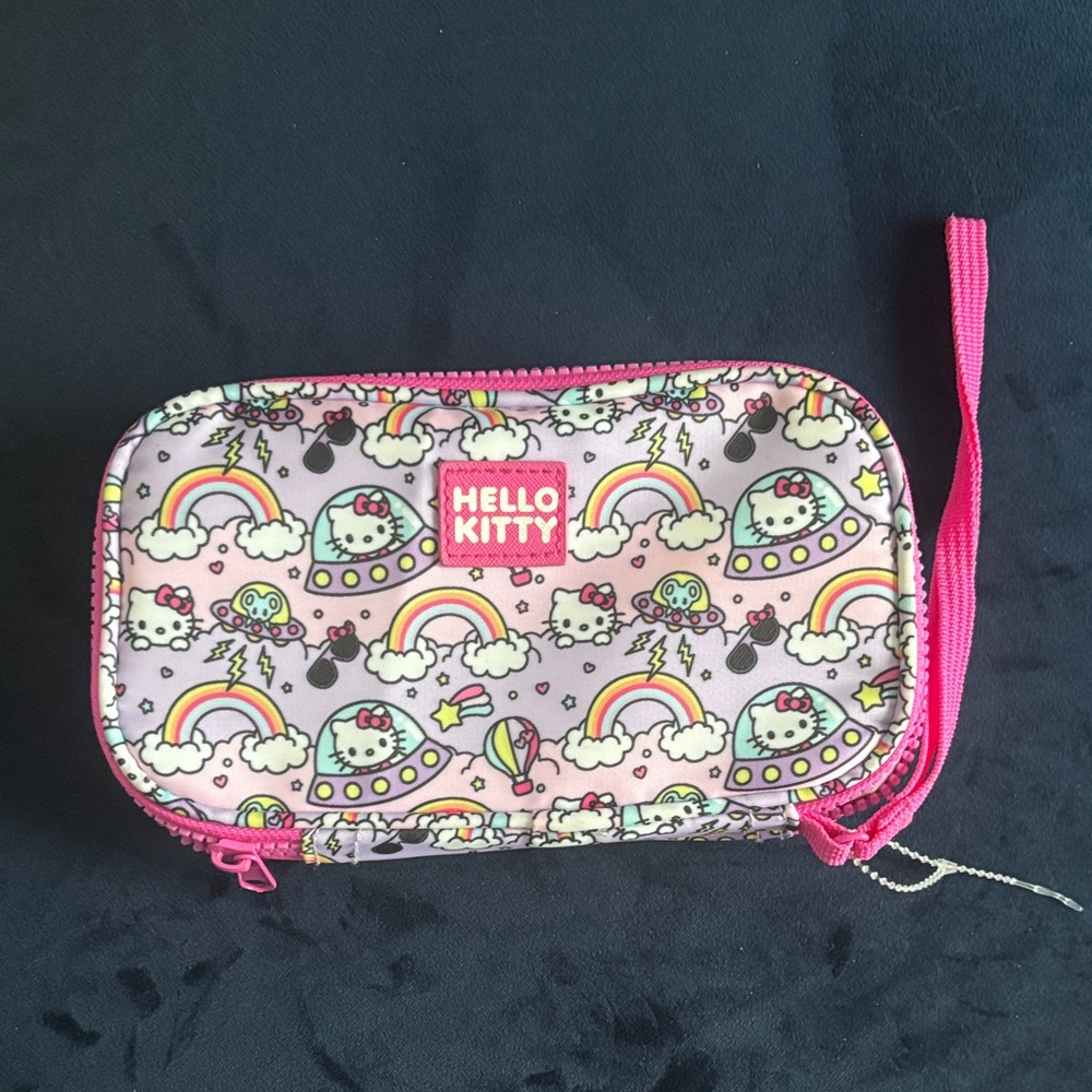 Hello Kitty Pink Rainbow UFO Wristlet Pouch